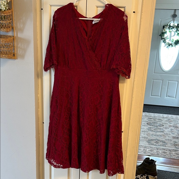 lecceca Dresses & Skirts - Elegant Red Lace Dress XXL